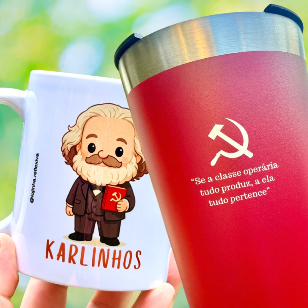 Combo "Mais Valia" (Caneca Karlinhos + Copo térmico Comunismo)