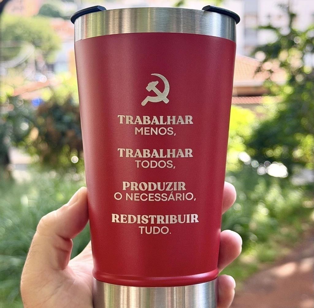 Copo térmico "Trabalhar" - vermelho (470ml)