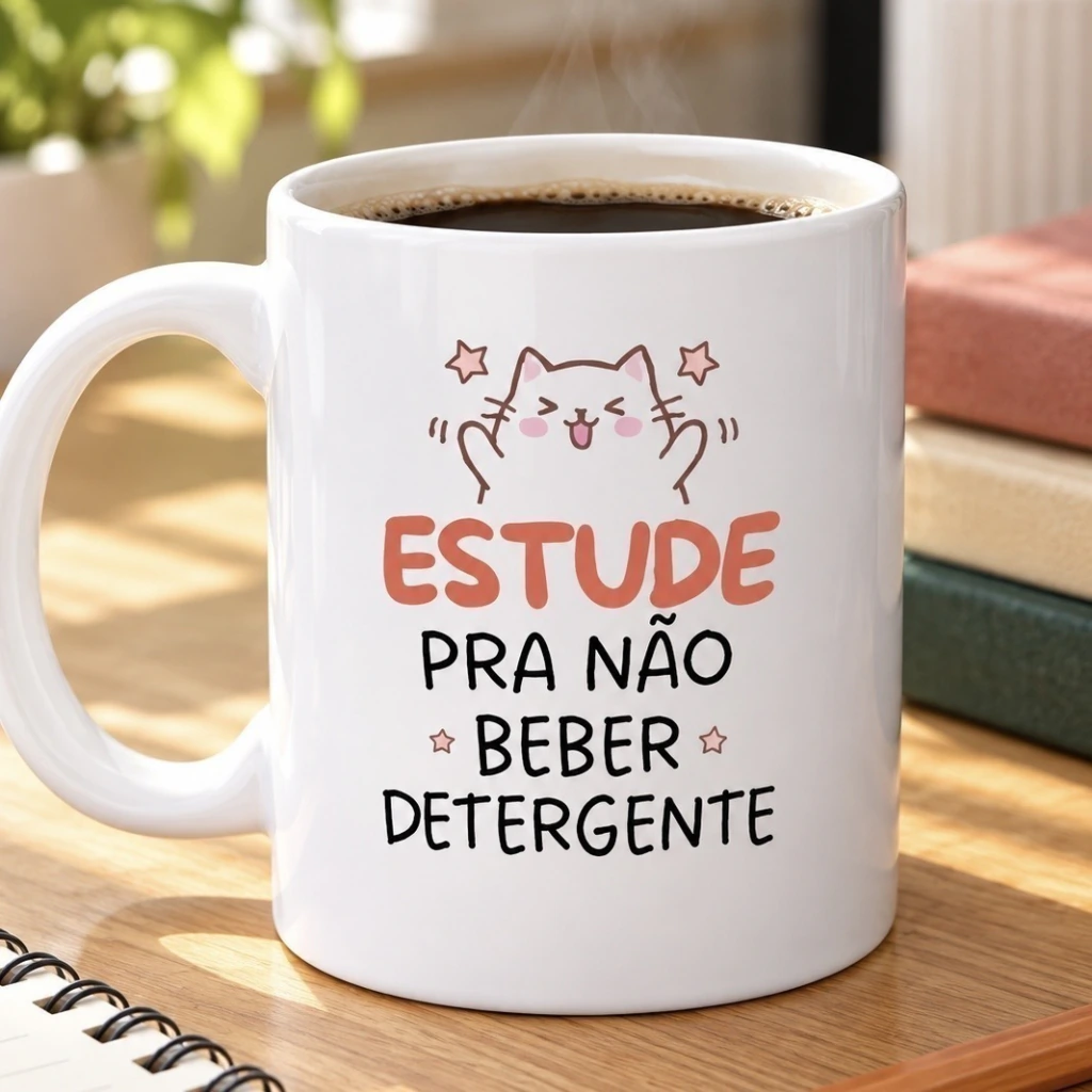 Caneca "Estude pra não beber detergente" (330ml)