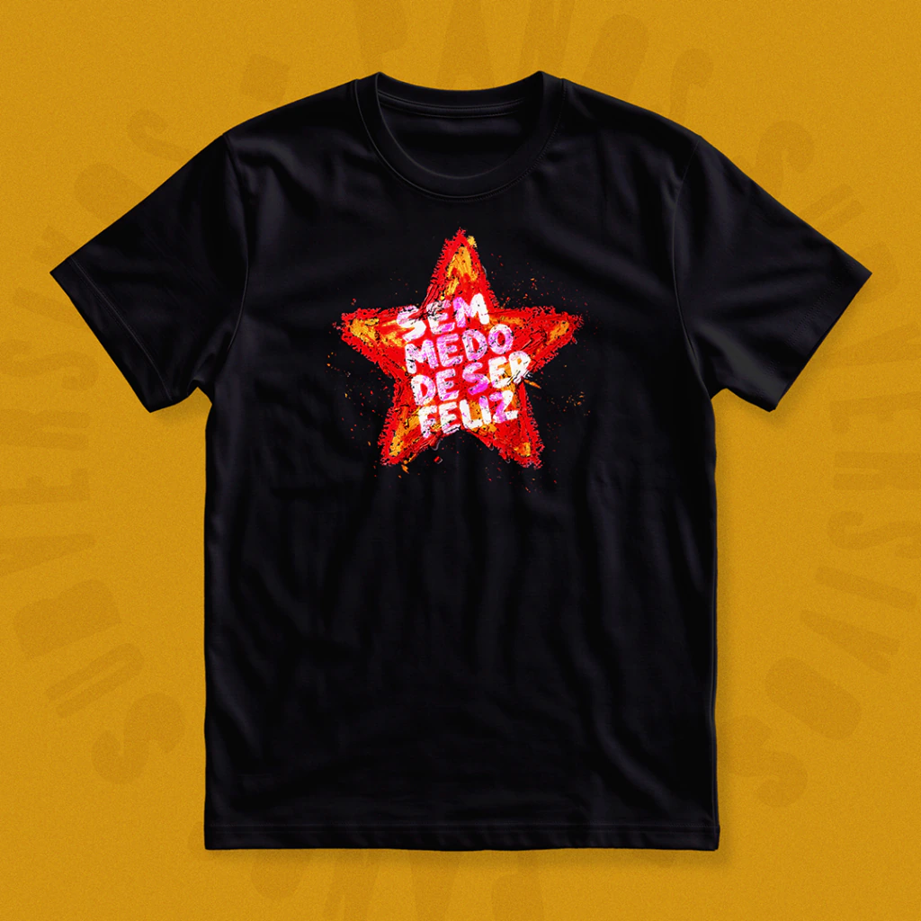 CAMISETA - SEM MEDO DE SER FELIZ - PRETA